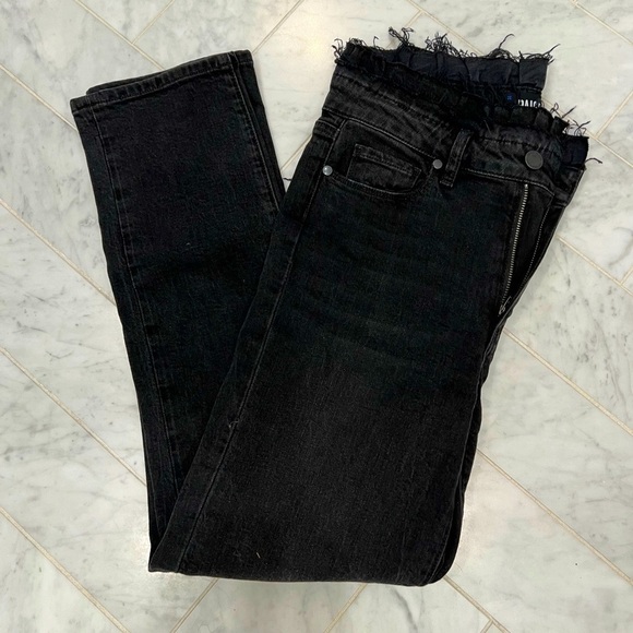 PAIGE Black denim distressed high waisted jeans size 27 - Picture 1 of 8